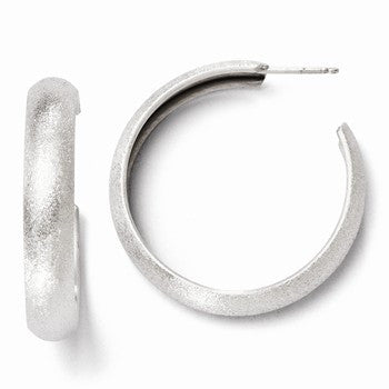 Sterling Silver Laser Textured Post Hoop Earrings