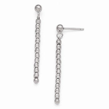 Sterling Silver Diamond-cut Beaded Post Dangle Earrings