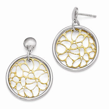 Sterling Silver Gold-tone Flash Plated Polished Earrings