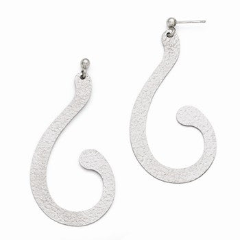 Sterling Silver Polished & Textured Post Dangle Earrings