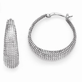 Sterling Silver Diamond-cut Hinged Hoop Earrings