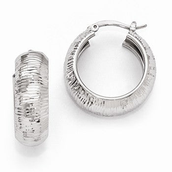 Sterling Silver Radiant Essence Rhodium-plated Diamond-cut Earrings