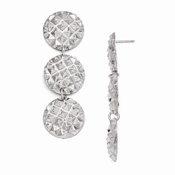 Sterling Silver Polished & Textured Post Dangle Earrings