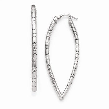 Sterling Silver Polished & Textured Hinged Hoop Earrings