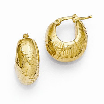 Sterling Silver Gold-plated Polished & Textured Earrings