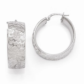 Sterling Silver Radiant Essence Rhodium-plated Hinged Hoop Earrings