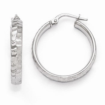 Sterling Silver Radiant Essence Rhodium-plated Hinged Hoop Earrings