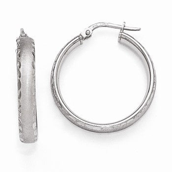 Sterling Silver Radiant Essence Rhodium-plated Hinged Hoop Earrings