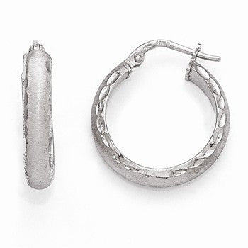 Sterling Silver Radiant Essence Rhodium-plated Hinged Hoop Earrings
