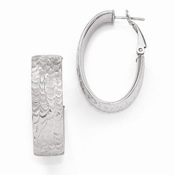 Sterling Silver Radiant Essence Rhodium-plated Hinged Hoop Earrings