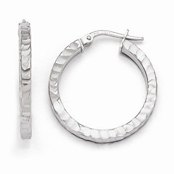 Sterling Silver Radiant Essence Rhodium-plated Hinged Hoop Earrings