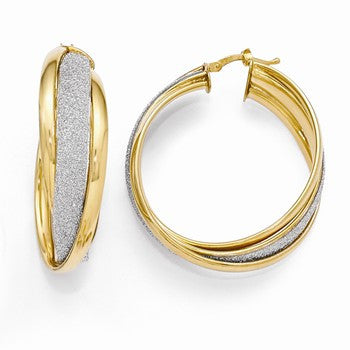 Sterling Silver Gold-plated Glitter Infused Hoop Earrings