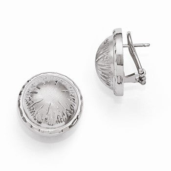 Sterling Silver Radiant Essence Rhodium-plated Brushed Diamond-cut Earrings
