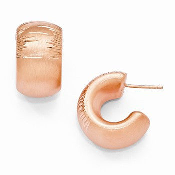 Sterling Silver Radiant Essence Rose Gold-plated Diamond-cut Post Hoop Earrings