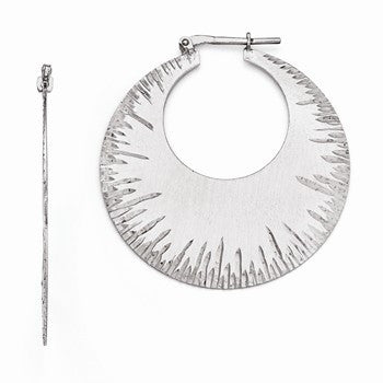 Sterling Silver Radiant Essence Rhodium-plated Brushed Diamond-cut Earrings