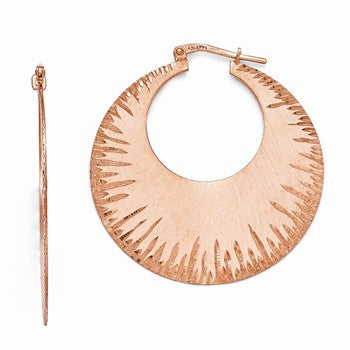 Sterling Silver Radiant Essence Rose Gold-plated Diamond-cut Hoop Earrings