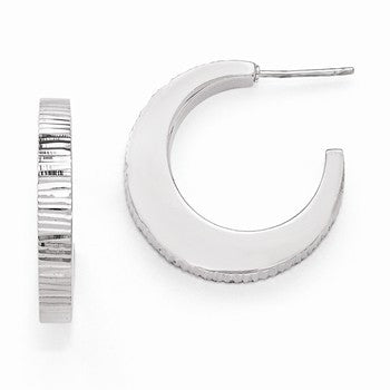 Sterling Silver Radiant Essence Rhodium-plated Post Hoop Earrings