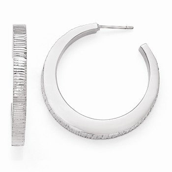 Sterling Silver Radiant Essence Rhodium-plated Post Hoop Earrings