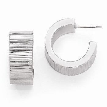 Sterling Silver Radiant Essence Rhodium-plated Post Hoop Earrings