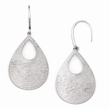 Sterling Silver Rhodium-plated Diamond-cut Dangle Earrings
