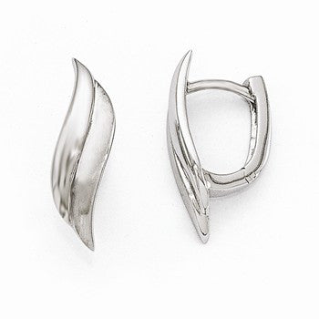 Sterling Silver Rhodium-plated Satin Fancy Hoop Earrings