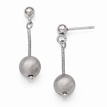 Sterling Silver Polished Textured Post Dangle Earrings