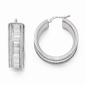 Sterling Silver Glitter Infused Round Hoop Earrings