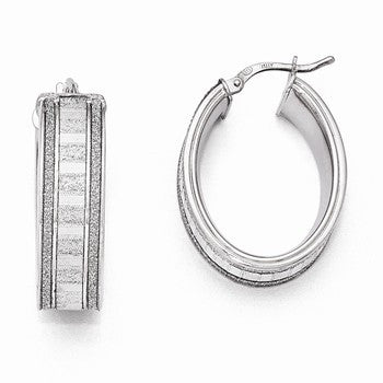 Sterling Silver Glitter Infused Oval Hoop Earrings