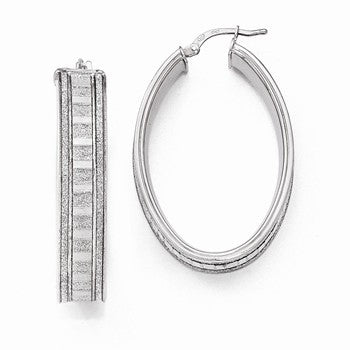 Sterling Silver Glitter Infused Oval Hoop Earrings