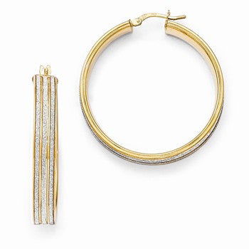 Sterling Silver Gold-tone Glitter Infused Hoop Ear, Jewelry Earrings