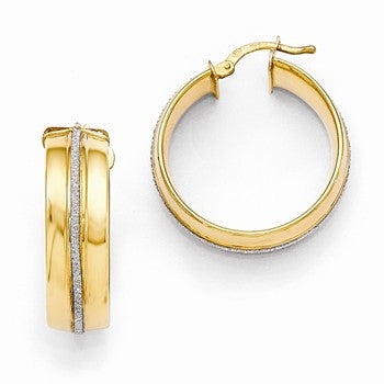 Sterling Silver Gold-tone Glitter Infused Hoop Earrings