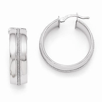 Sterling Silver Glitter Infused Round Hoop Earrings