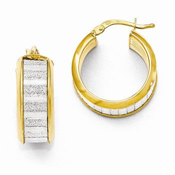 Sterling Silver Gold-tone Glitter Infused Hoop Earrings