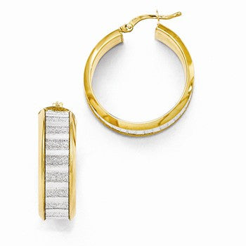 Sterling Silver Gold-tone Glitter Infused Hoop Earrings
