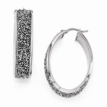 Sterling Silver Polished Swarovski Elements Hoop Earrings