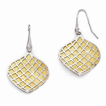 Sterling Silver Gold-plated Polished Scratch-Finish Earrings