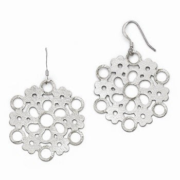 Sterling Silver Diamond-cut & Scratch Finish Dangle Earrings