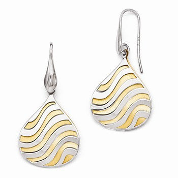 Sterling Silver Gold-plated Polished Matte Dangle Earrings