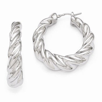 Sterling Silver Polished Twisted Hoop Earrings