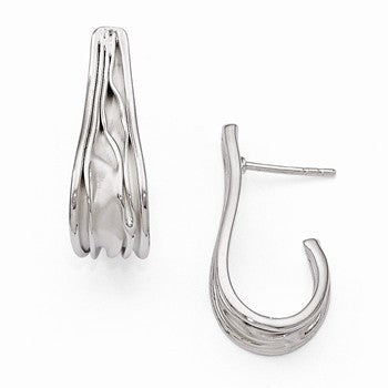 Sterling Silver J Hoop Post Earrings