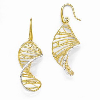 Sterling Silver Gold-toned Textured Spiral Earrings