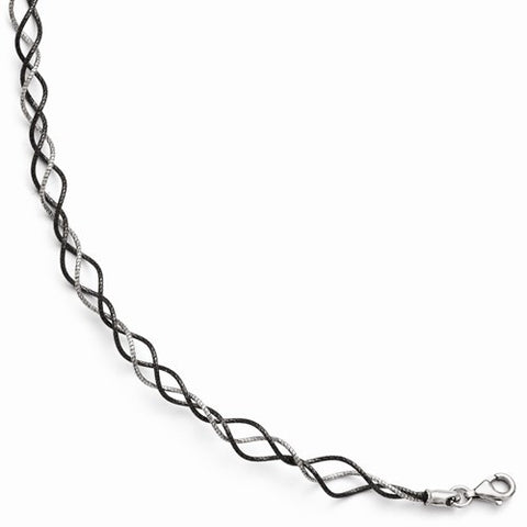 Sterling Silver and Ruthenium Plated Twisted Bracelet