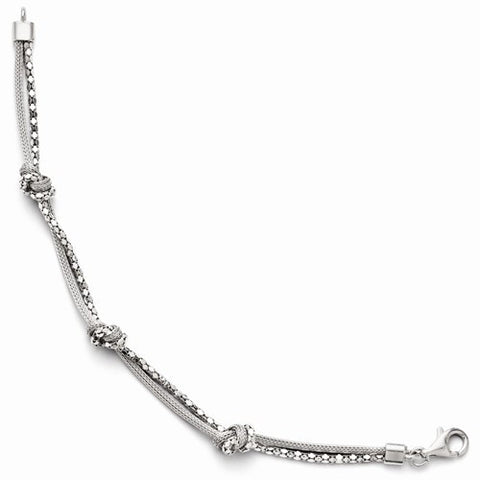 Sterling Silver Polished Fancy Double Strand Knotted Bracelet