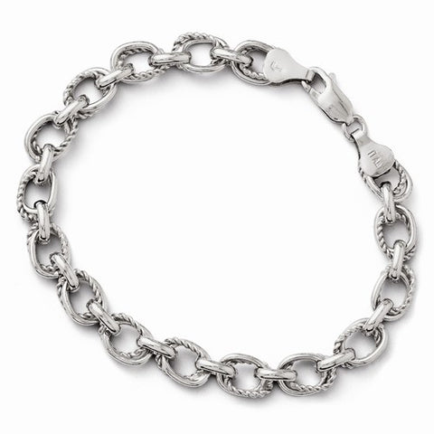 Sterling Silver Polished and Textured Link Bracelet