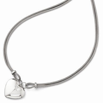 Sterling Silver Heart and-Strand Mesh Necklace