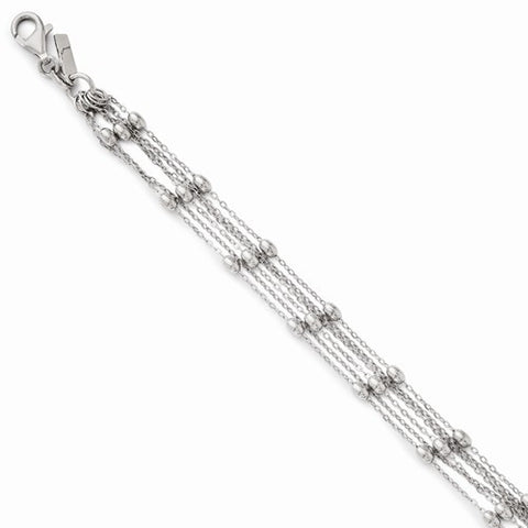 Sterling Silver Polished Six Strand Beaded Bracelet