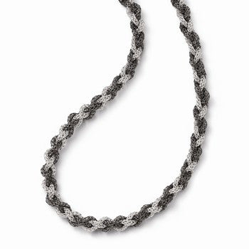 Sterling Silver Ruthenium Twisted Mesh Necklace