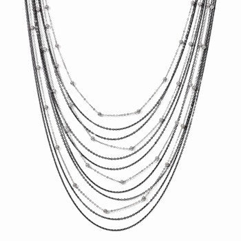 Sterling Silver Ruthenium-Plated Beaded Necklace
