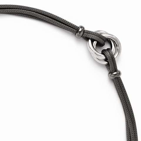 Sterling Silver Ruthenium-Plated Polished Mesh Bracelet