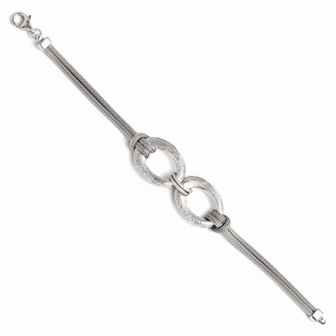Sterling Silver Scratch Finish Mesh Bracelet